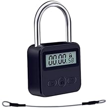 Metal Timer Lock, LCD Display Multi-Function Electronic Time, 99 Hours Max Timing, USB Rechargeable Timer Padlock Timer Padlock Timer Lock (Black)