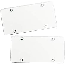 ZONETECh Clear Unbreakable License Plate Shields 2-Pack Novelty/License Plate Clear Durable Flat Thick Shields