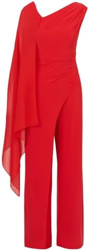 Adrianna Papell Womens Asymmetrical Jersey Jumpsuit