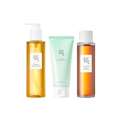 Beauty of Joseon Ginseng Cleansing Oil 210ml, 7.1 fl.oz & Green Plum Refreshing Cleanser 100ml, 3.38 fl.oz. & Ginseng Essence Water 150ml, 5.07 fl.oz., Korean Skincare
