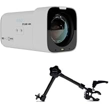 PTZOptics Studio 4K Camera with 12x Optical Zoom (White) Bundle with Delvcam VGRIP-2 LCD Monitor Multi-Arm Clamp Mount