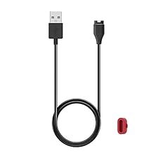 Kissmart Charger for Garmin Vivoactive 3, Replacement Charging Cable Cord Plus a Red Silicone Charger Port Protector Anti Dust Plug for Garmin Vivoactive 3 Music Smart Watch