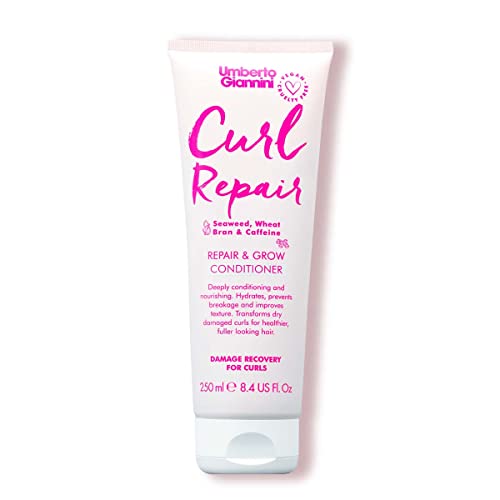 Umberto Giannini Curl Repair Conditioner, Vegan & Cruelty Free Repair & Growth Formula with Seaweed, Wheat Bran & Caffeine, 250 ml