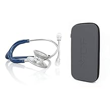 MDF Instruments MD One Epoch Lightweight Titanium Stethoscope, Royal Blue Tube (MDF777T10) + Hard Travel Carrying Case with Mesh Pocket, Medium Size (MDFSCM12)