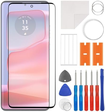 New Front Screen Glass Outer Panel Lens Replacement +OCA Compatible with Moto Edge 50 Pro with Upgraded Repair Kit- No LCD Screen and Touch Digitizer