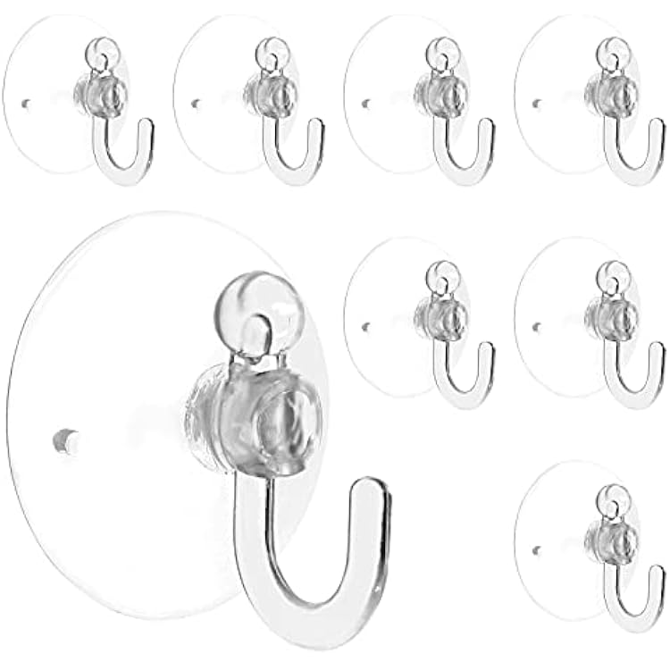Piutouyar 20Pcs Clear Suction Cup Hooks 30mm1.2 Plastic Sucker Pads Transparent Suckers for Window Wall Bathroom Shower Kitchen Hook Hanger