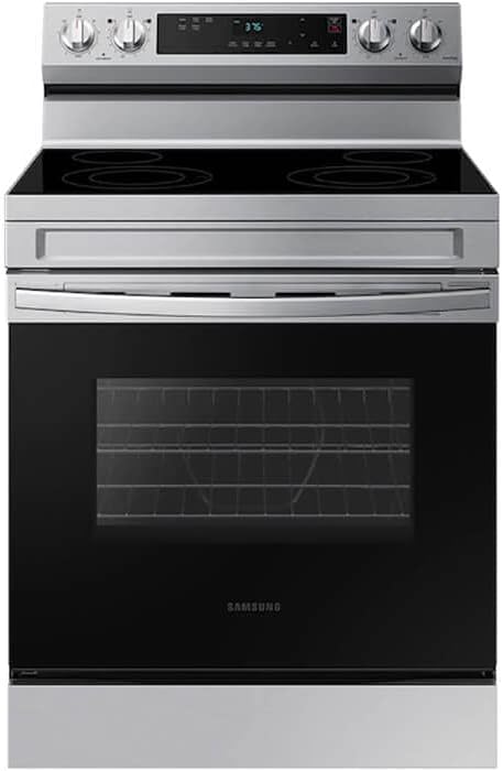 Samsung 6.3 Cu. Ft. Smart Freestanding Electric Range with Steam Clean, Stainless Steel, NE63A6111SS/AA