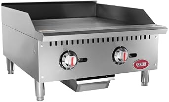 Kratos 24" Wide Commercial Restaurant Gas Countertop Griddle, Thermostatic Controls, 2 Burners, 60,000 BTU Output 29Y-007