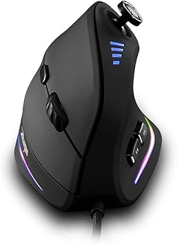 zelotes Wired Gaming Mouse with Joystick,10000DPI,11 Programmable Buttons,RGB,USB Optical Corded Vertical Ergonomic Mouse,Mice for Laptop,PC,Mac,Black