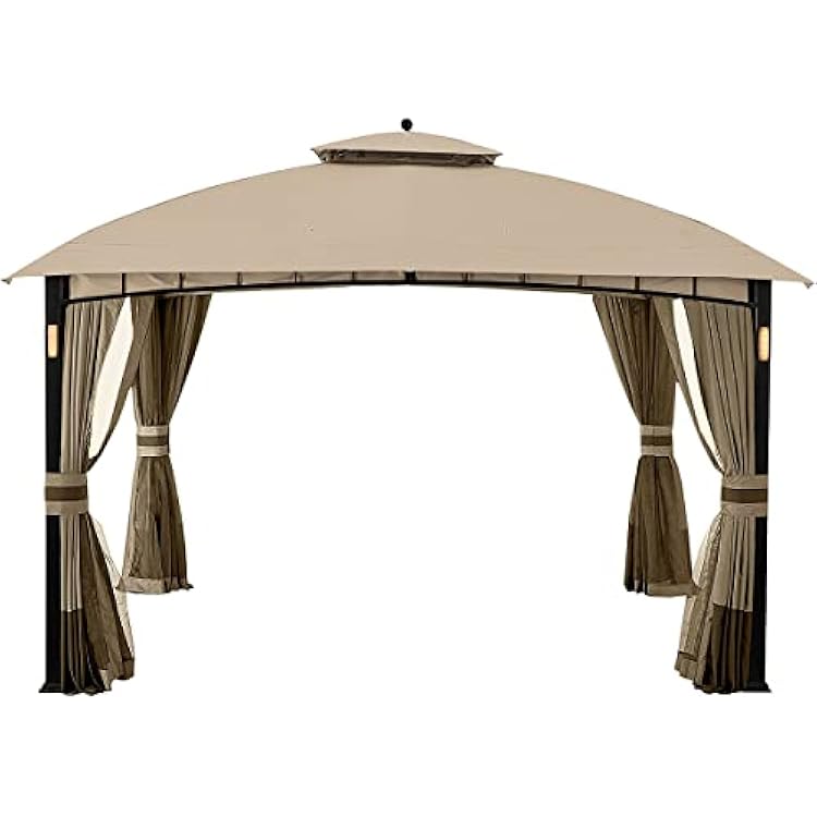 Garden Winds Replacement Canopy Top Cover Compatible with The Garden Oasis A101011500 Corso Gazebo 10 x 12 - Riplock 350 Beige