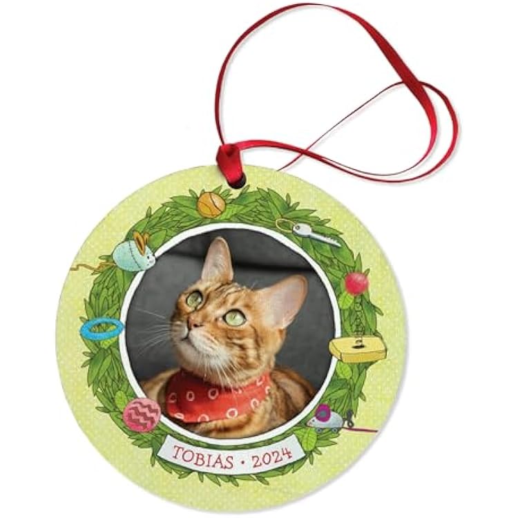 I See Me! Personalized Cat Ornament, Custom Christmas Tree Decoration with Name and Photo