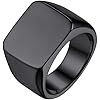 GoldChic Jewelry Personalized Signet Rings Men Women, Stainless Steel Custom Photo Bold Square/Oval Monogram/Old English Initial Pinky Stacking Statement Ring in Black/Silver/Gold (Size 7-14)
