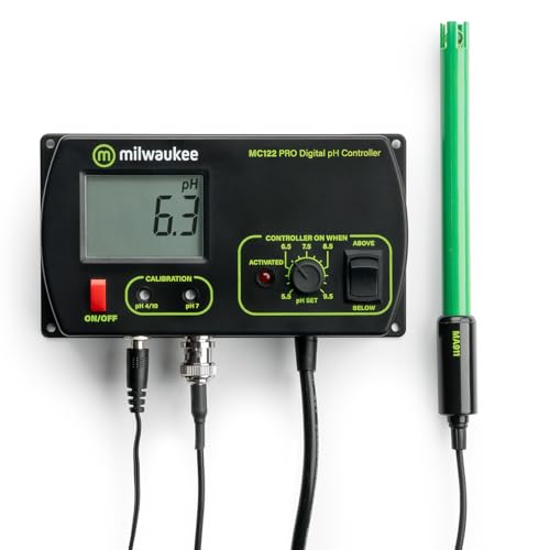 Milwaukee Instruments MC122US pH Controller with HiLow Range Alarm, 2 Point Manual Calibration, 0.0 to 14.0 pH Range