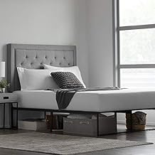 WEEKENDER Modern Bed FrameMatte Black SteelExtra Storage Space2500 Pound Weight Capacity Platform, Twin