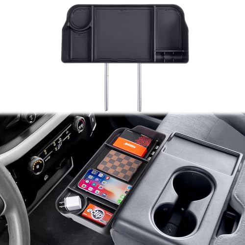 PIMCAR Center Console Organizer for 2011-2025 2026 Ford F150 F250 F350 F450 F550 F650, Front Center Seat Headrest Organizer with Non-Slip Silicone Pad Super Duty Accessories Jump Seat Console Only