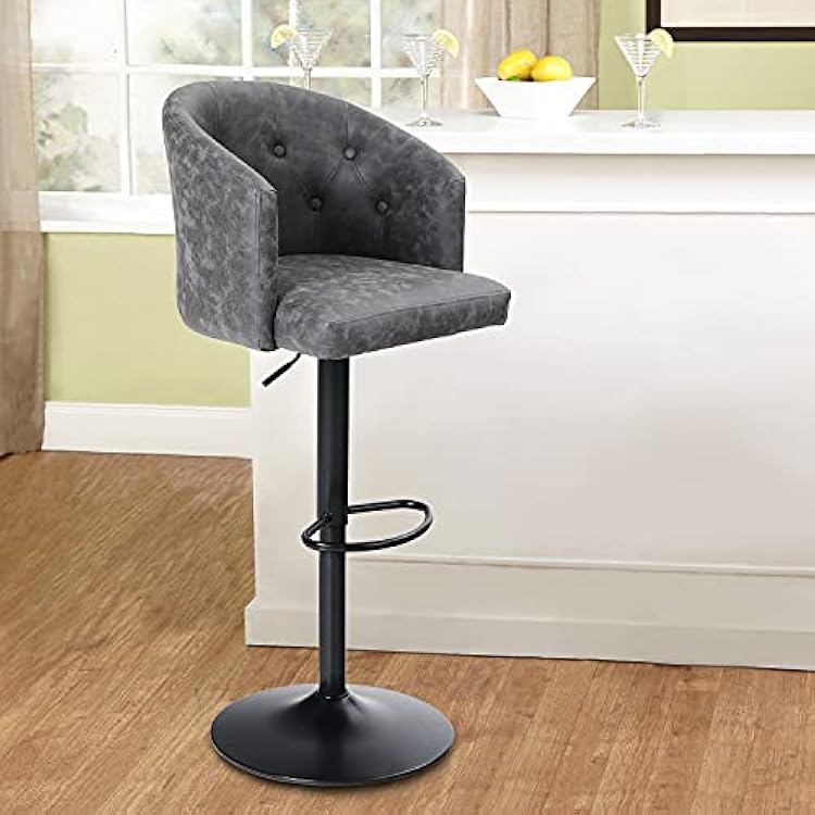 Maison Swivel Bar Stool with Back for Kitchen Counter Height Adjustable Counter Height Barstool Chair with Ergonomic Mid-Back for Kitchen Island, 300LBS Weight Capacity, Grey, 1 Stool, Mid Back