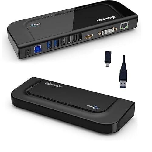 Diamond Multimedia Dual Video Output, USBUSB-CTB3 Universal Docking Station with Gigabit Ethernet, HDMI, DVI, Audio for Windows 11, MacOS, Android 5.0. DisplayLink Certified DL-3900 Chip DS3900V3