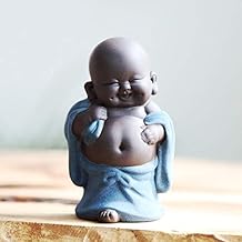Kingzhuo Ceramic Tiny Cute Buddha Statue Monk Figurine Creative Baby Crafts Dolls Ornaments Gift Classic Delicate Ceramic Arts and Crafts Tea Accessories 4'' Inches High (6 x 10 CM)
