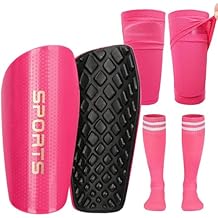 Soccer Shin Guards for Kids Youth, Toddler Shin Pads with Sleeves and Long Soccer Socks for Age 2-12 Boys & Girls Toddler Children Teenagers, Protective Lightweight Soccer Equipment