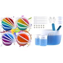 Bundle set of 4Pcs Thicken&Reusable Silicone Split Cups, with 2-5Channels and 600ml/20oz&100ml Accurate 2 Scales Durable Silicone Measuring Cups