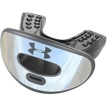 Under Armour Football Lip Guard - Mouthpiece with Strap, Full Mouth Protection for Braces - Silver