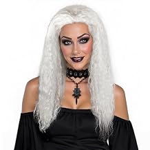 JEGERMIG Witch Grey Wig Long Curly,Old Lady Halloween Cosplay Costume Hair Accessory for Women