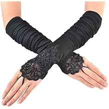 JISEN Women 20s Satin gloves Formal Bridal Banquet Party Wedding Opera Colorful Mitten