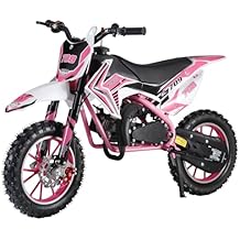 pofluany 50cc Kids Dirt Bike, 2-Stroke Gas Dirt Bike, Off Road Mini Motorcycle, Gas Power Pocket Rocket Bike Up to 25MPH, Max Load 330Lbs, Summer Fun for Kids
