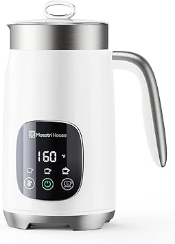 Maestri House Milk Frother, Variable Temp and Froth Thickness DualFro 400 Milk Frother and Steamer, 14.1OZ/400ML Smart Touch Control Foam Maker, Memory Function for Latte, Warm Milk, Hot Chocolate
