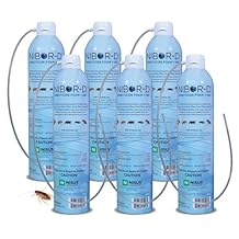 Nibor-D Insecticide Foam with IGR, Ready-to-Use for Fly and Cockroach Control, 360 Degree Application, Includes 17" Hose, (6 Pack, 21 oz Can)