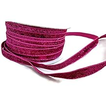 Magenta Pink Glitter Velvet Ribbon - 5 Yards - 3/8in