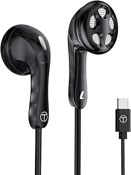 TRN HiFi Flat IEM Earphones,14.2mm Large Dynamic Driver Unit in Ear Monitor Headphones,Inears iems for Gaming,Ear Buds Wired (Type C-with mic, Black)
