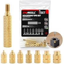 Heat Set Insert Tips 8Pcs/Soldering Tips for Thread Inserts M2M2.5M3M4M5M6M8#2-56#4-40#8-32#10-24 1/4", Compatible with T18 ST 900M FX888D FX600 WLC100 Irons- Press Tool for Plastic3DPrinterComponents