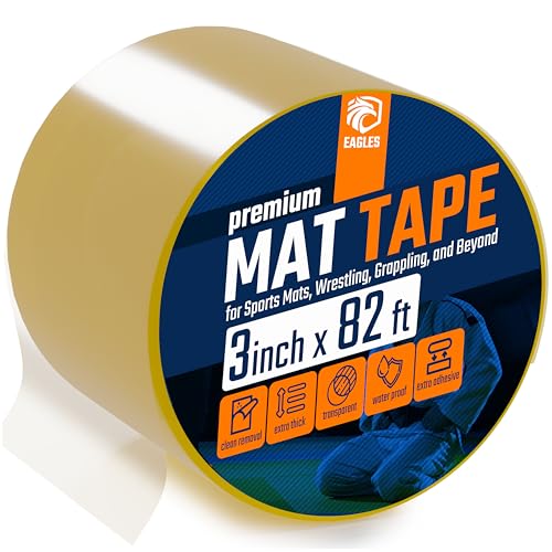 Clear Mat Tape 3 or 4 Inch, 1, 2 or 3 Pack Mat Tape for Wrestling Grappling Gymnastics Jiu Jitsu MMA Floor | Exercise Roll Out Mats Foam Tiles | Home Mats & Gym Floor Tape 1, 3 Inch