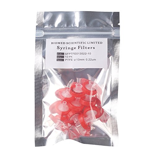 Syringe Filters PTFE 13mm Diameter 0.22um Pore Size Non Sterile Pack of 10
