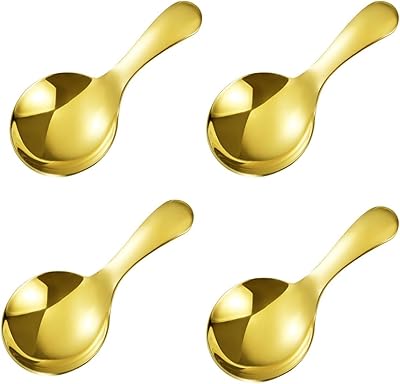 4PCS Mini Scoop for Canisters,Stainless Steel Short Handle Spoon Salt Spoons Condiments Spoon Dessert Spoon,Mini Spoons Candy Scoops