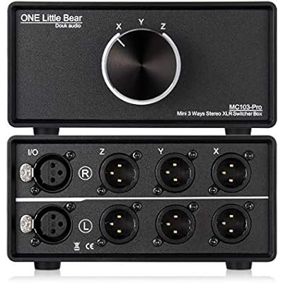 DoukAudio XLR Audio Switcher 1-In-3-Out: Balanced Passive Selector Stereo Converter for Multi Source Comparison Gold Plated Shielded Aluminum Studio HiFi Audiophile