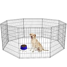 Dog Fence Outdoor, Dog Playpens for The House, Puppy Playpen for Small Dogs, Portable Foldable Dog Outdoor Playpen Metal Wire Pet Exercise Pen Fence Enclosure for Cats,Dogs,Rabbits,24 inch