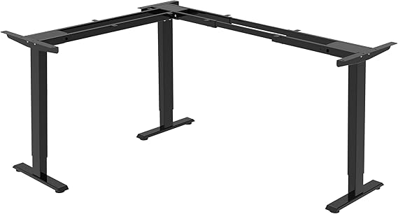 Fromann Adjustable 3 Legs Standing Desk Frame Base Electric Corner Sit-Stand Desk for Home and Office Black
