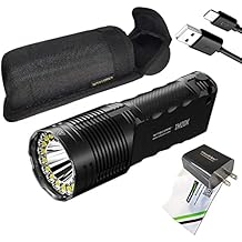 EdisonBright Nitecore TM20K 20,000 Lumen Rechargeable LED Flashlight Brand Charging Adapter Bundle