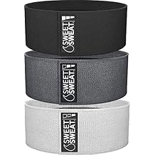 Sweet Sweat Hip Bands with 3 Levels of Resistance | Non-Slip Fabric Booty Bands for Squats & Lunges | Includes Free Mesh Carrying Bag