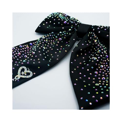 JoJo Siwa Joelle Im Still Dancin Black Rhinestone Hair Bow, AB Crystal Sparkle, with Exclusive Charm