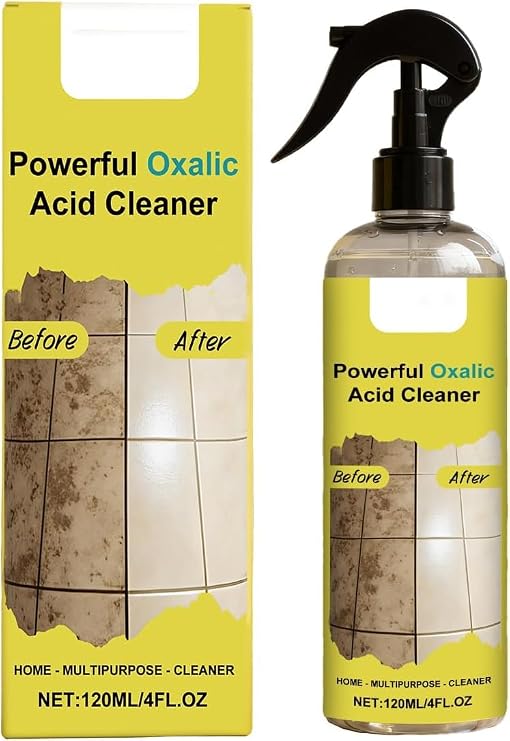 Oxalic Acid Cleaner, Oxalic Acid Powerful Stain Cleaner, Multipurpose Home Cleaning Spray for tiles, toilets, sinks, bathtubs and other hard surfaces (4 fl.oz)
