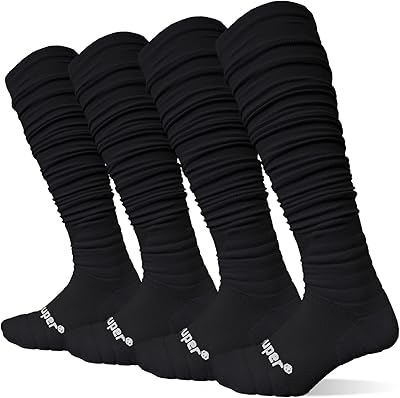 Youper Scrunch Padded Football Socks 2 Pack, Extra Long Sports Soccer Socks for Men & Boys