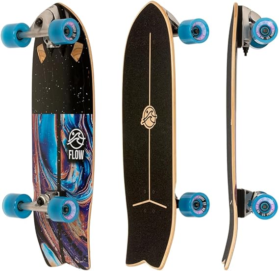Flow Surf Skates Cruiser - 29x10 7-Ply North American Maple Deck, Carving Truck, Fully Assembled, Supports up to 275 lbs for Surf-Like Carving