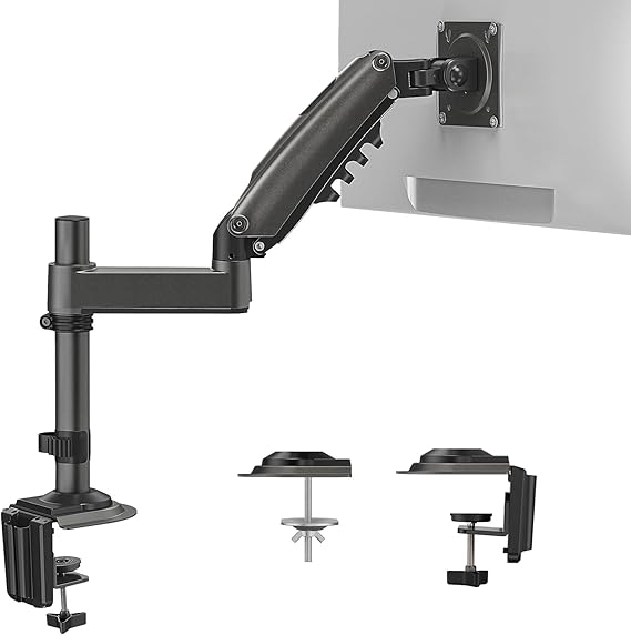 HUANUO Single Monitor Arm, Adjustable Desk Mount for 13-34 inch Screens, Holds 19.8lbs, 22.44 inch Max Height, Full Motion Swivel Gaming Monitor Stand with VESA 75x75mm and 100x100mm Compatibility