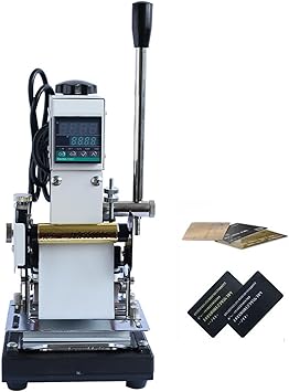 Hot Foil Stamping Stamper, Digital Embossing Machine with Digital Display Control Temperature & 6X9cm Hot Press Board, for Embossing Brass Alphabets Letters Label Leather Wood Stamp