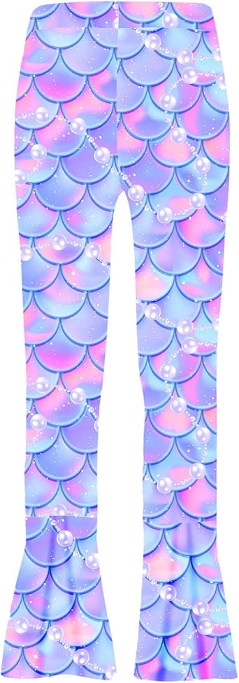 Little Girls Mermaid Printed Fish Tail Dance Legging Pants Birthday Party Princess Trousers