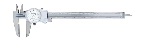 Mitutoyo 505-737 Dial Caliper, 0-8 Range, 0.001 Graduation, 0.1Rev, OD Carbide Measuring Faces, Smooth Dial Movement, High Shock Protection, Lock Screw, Measures OD, ID, Depth & Steps