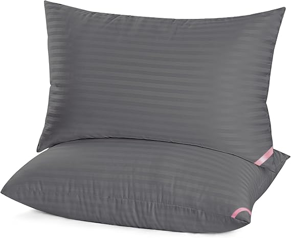 EIUE Bed Pillows for Sleeping 2 Pack Queen Size 20 x 30 Inches,Super Soft Down Alternative Microfiber Filled Pillows,Pillows for Side and Back Sleepers,Black